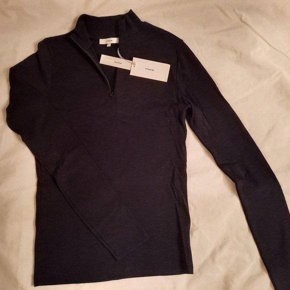 NWT Vince Long sleeve Half Zip Mock Neck Pullover in Coastal. Size small. - Picture 6 of 9